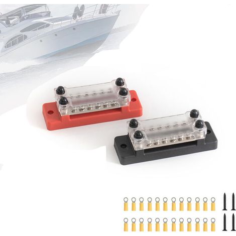 Bloc de connexion à 12 voies à double rangée de bornes en cuivre 36 V 150 A pour la distribution d'alimentation des véhicules de loisirs (paire rouge et noire)