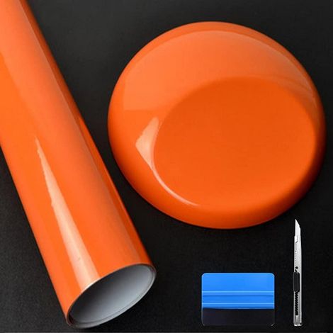 Hochglanz Vinylfolie Orange 50x150cm, selbstklebend, blasenfrei, für Außenbereich (1/5)