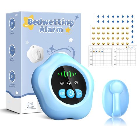 Alarme Pipi au lit sans Fil, Rechargeable par USB, Apprentissage de la propreté avec Son et Vibrations, Jaune, pour Enfants et Adultes, avec capteur d'humidité pour l'énurésie Nocturne (1/5)