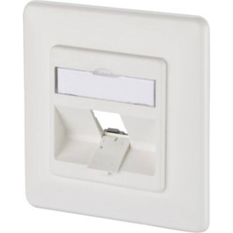 Metz Connect 130B20D11002KE Prise réseau encastré insert avec plaque centrale et châssis non équipé 1 port blanc pur (RAL 9010) C151501