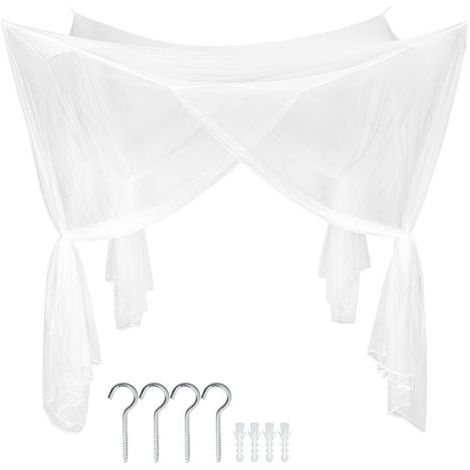 Moustiquaire pour lits simples et doubles, moustiquaire carrée, maille fine, anti-insectes, 4 entrées (200 x 220 x 240 cm) (1/5)