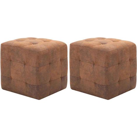 Maison Exclusive - Comodini 2 pz Marrone 30x30x30 cm in Similpelle Scamosciata (1/5)