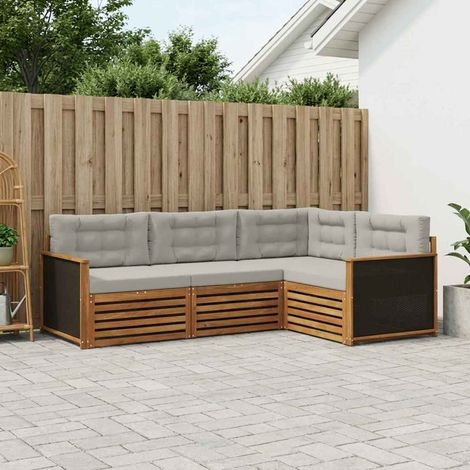 vidaXL Outdoor-Sofagarnitur 4 pcs Natürlich und Hellgrau (1/5)