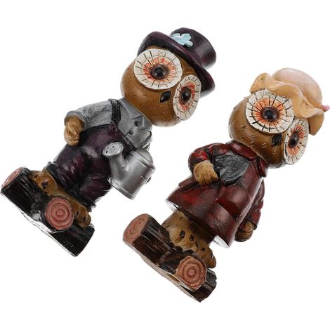 Figurines Hibou en Résine 2pcs Décoration Champêtre Élégante pour Bureau Protection la Décoloration Casse (1/5)