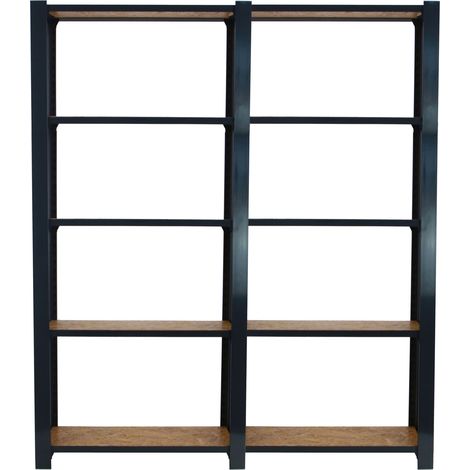 OFFICLICK Étagère 5 étagères en métal sans vis (210x160x30cm) ANTHRACITE ET OSB (1/5)