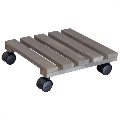 Chariot à plantes WAGNER NATURE 29 x 29 x 8 cm, pour usage intérieur, bois massif, gris, capacité de charge 100 kg, produit UE - 20088901 (1/5)