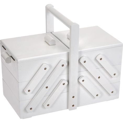 Prym 612580 - Scatola da cucito, in legno, misura M, colore: bianco (1/3)