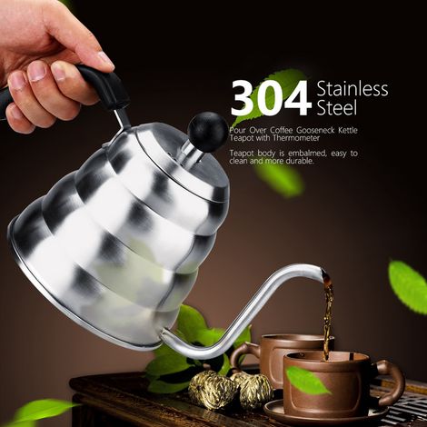 1,2-Liter-Schwanenhalskessel aus Edelstahl 304, Karaffe für Filterkaffee und Tee, ideal für Zuhause und Café. (1/5)