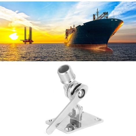 Antenne VHF marine talkie en acier inoxydable, support réglable avec fixation de base, robuste et durable, idéale pour bateau et navigation. (1/5)