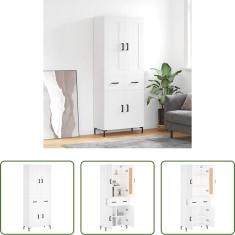 vidaXL Aparador alto madera contrachapada blanco 69,5x34x180 cm (1/5)