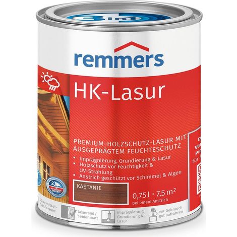 Remmers HK-Lasur 3in1 kastanie, 0,75 Liter, Holzlasur aussen, 3facher Holzschutz mit Imprägnierung + Grundierung + Lasur, Feuchtigkeit- und UV-Schutz
