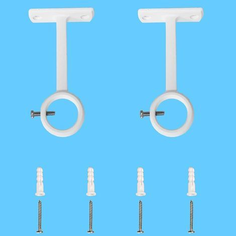 2 curtain rod brackets, curtain rod fixing, wall and ceiling curtain rod support, white (1/5)