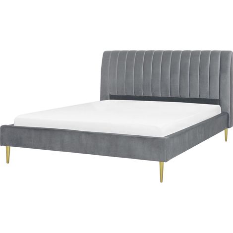 Bed Velvet MARVILLE 180 x 200 cm (EU Super King) Grey
