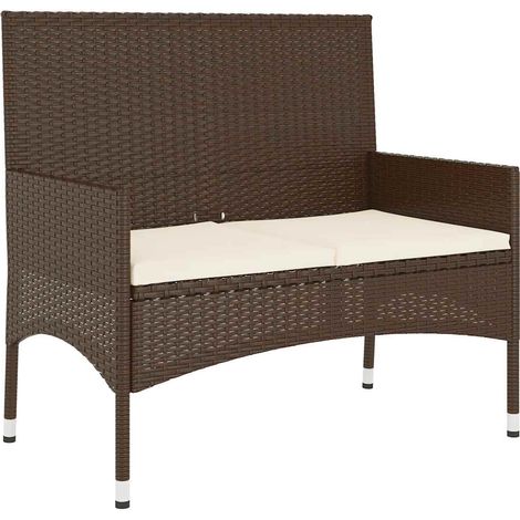 Maison Exclusive - Panca da Giardino a 2 Posti con Cuscini in Polyrattan Marrone