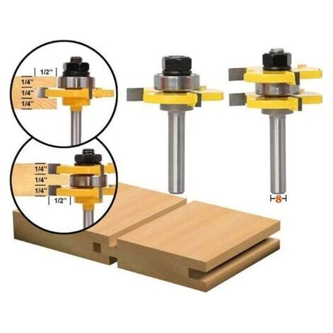ALOVEZ – Ensemble de fraises à rainure 8 mm – 3 bords en carbure de tungstène C3 – Revêtement téflon – Longueur de travail 3/4' – Pour bois dur (1/2)