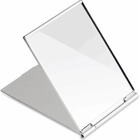 Miroir de maquillage portable et pliable avec corps en aluminium ultra-mince, miroir de voyage de 10 x 7,6 cm (4 x 3 pouces), un petit miroir adapté aux voyages, dans la salle de bain, pour le maquill (1/5)