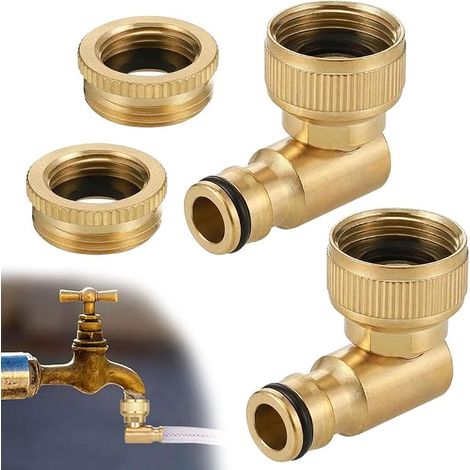 Raccord de robinet en laiton 1/2" et 3/4" - Raccord de tuyau en laiton coudé à 90° - Raccord de tuyau d'arrosage rotatif à 360° - Adaptateur de robinet (1/5)