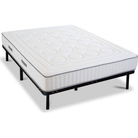 OLYMPE LITERIE Ensemble CRISTAL 180x200 cm Matelas Mémoire de forme + Sommier Métal (1/5)