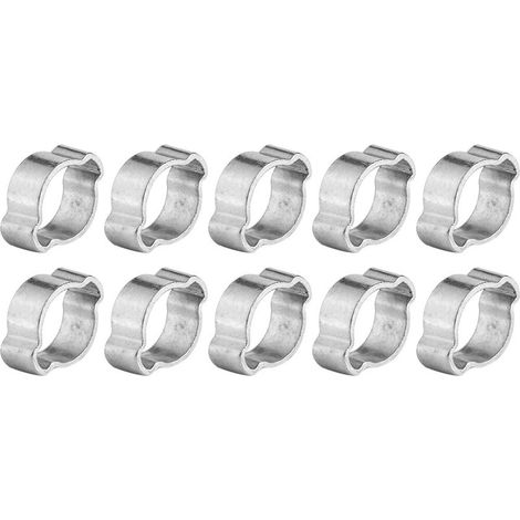 Collier de Serrage à Deux Oreilles Galvanisé Zingué 10pcs 5‑23mm pour Tube Carburant (17‑20MM)