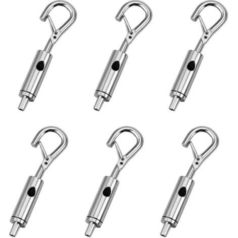 Lot de 6 crochets réglables en fil d'acier - Tendeur portable avec crochet et œillet - Avec verrou - Pour câble de guidage de câble en acier inoxydable de 1 à 1,5 mm (1/5)