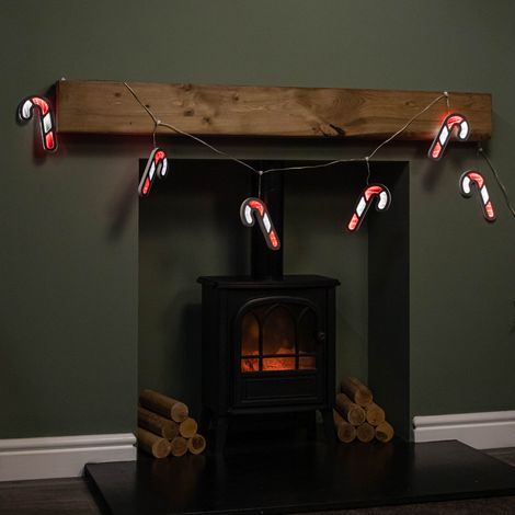 1.75m 6 Infinity Hanging Christmas Candy Cane Garland with Red and White LEDs (1/5)