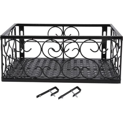 Support pour pot de fleurs de balcon, en fer épais, étagère décorative pour rambarde de patio avec fixations, pour rebord de fenêtre, rambarde de 2,5 cm/1 po (1/5)