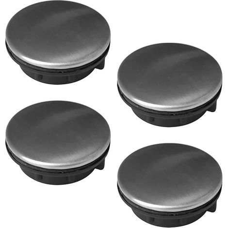 MAGICLULU Set di 4 pezzi di coprilavello da cucina in acciaio inox argentato, facile da installare, protegge e decora i fori del rubinetto da 25-30 mm, mantiene la cucina pulita (1/5)