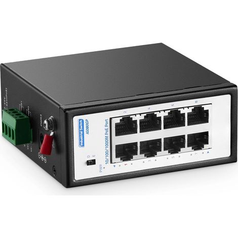 Commutateur industriel Mini Gigabit PoE+ 8 ports, Ethernet 100/1000 Mbps, IEEE802.3AF/AT PoE+, rail DIN et support mural, IP30 non géré (-40 85 °C) Commutateur PoE industriel trempé (1/5)
