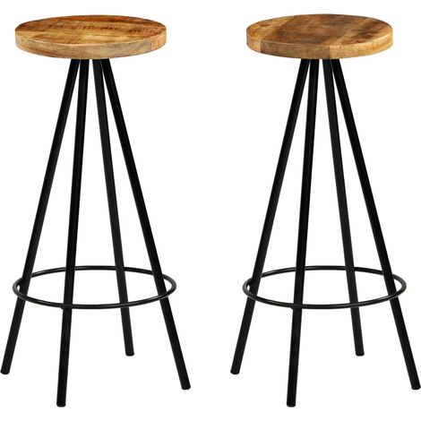 Lot de 2 Chaises de bar Tabourets de bar - Tabouret Haut Bois de manguier solide BV982958 - BonneVie (1/5)
