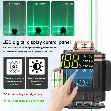 Multifunctional 16 Lines Laser Level 4° Self-leveling Machine Rechargeable Lithium Battery Leveling Tool Omnidirectional Ground Wall Sticker IP54 Waterproof Home Improvement Tools Set (1/4)