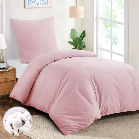 Bettwäsche Baumwolle Kissenbezug 80x80 Reißverschluss 155x220 Rosa (1/5)