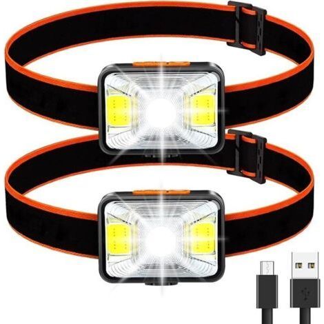 Powerful Headlamp [2 Pack], USB Rechargeable LED Headlamp, 2000 Lumens, 5 Lighting Modes, White & Red Light, IPX5 Waterproof for Fishing, Camping, Reading (1/5)