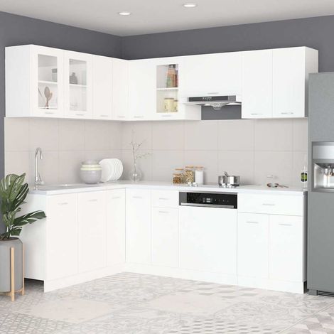 Cuisine complète 11 pcs Buffet de Cuisine complète - Style Contemporain Blanc Aggloméré BV932882 - BonneVie (1/5)