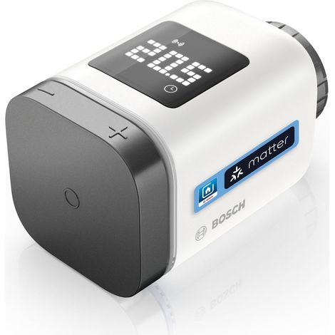 Bosch Smart Home Termostato per radiatore II [+M], termostato intelligente, uso flessibile nel sistema Bosch Smart Home o in sistemi Matter di diversi produttori, antracite (1/4)