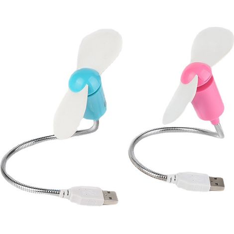 Lot de 2 ventilateurs USB bleus, mini ventilateurs portables, petits ventilateurs de bureau rechargeables et silencieux pour ordinateur portable. (1/4)