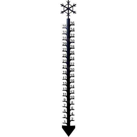 Jauge à neige extérieure de 91 cm (36 pouces), en fer forgé, piquet de mesure de profondeur, pluviomètre en métal pour la décoration de jardin. (1/2)
