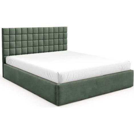 THELMA - Lit coffre tissu velours Vert 140x200cm (1/5)