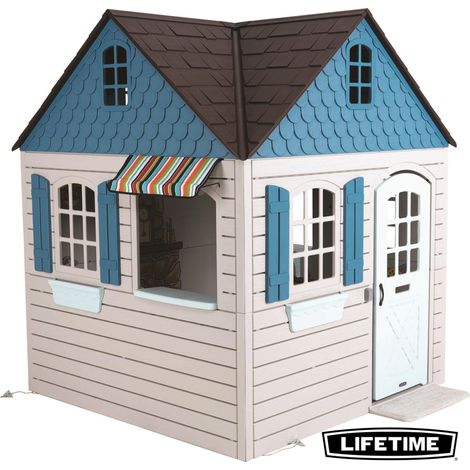 Lifetime – Cabane de jardin pour enfants – Maisonnette résistante en plastique – Dimensions 120x120cm – Avec porte et fenêtres – Pour extérieur (1/5)