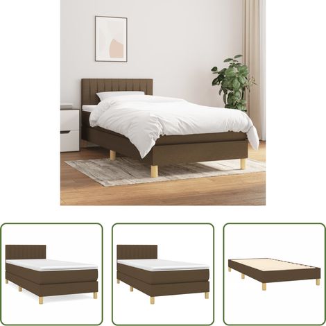 vidaXL Stoffbett - Boxspringbett mit Matratze Dunkelbraun 100x200 cm Stoff (1/5)