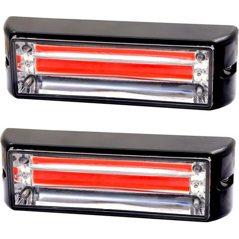 2PCS Feux Flash LED, 12V/24V Feux Stroboscopique Urgent Avertissement Flash Danger Lampe d'avertissement COB Rouge 18 Modes Avec Fonction Mémoire pour Véhicule Camion Remorque (1/5)