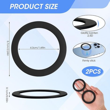 Magnetringe kompatibel mit MagSafe, 2er-Pack selbstklebende Magnetringe für Handyhüllen, universeller kabelloser Ladering für iPhone 17, 16, 15, 14, 13, 12, Google Pixel 10, Galaxy (1/5)
