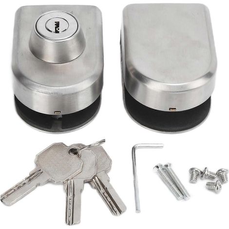 Verrou de porte en verre sans cadre 10-12mm, coulissant double, acier inoxydable, sans perçage, pour chambre et centre commercial (1/5)