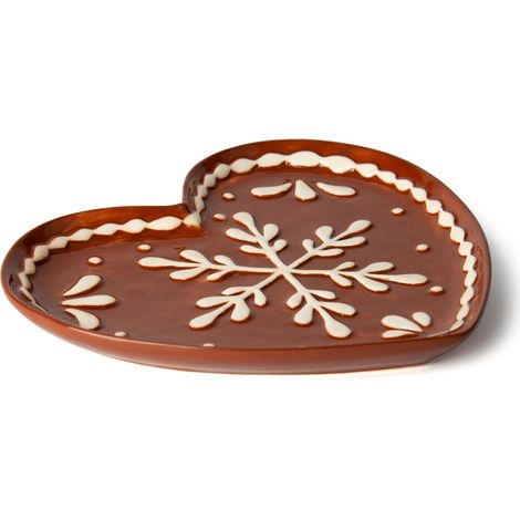 Assiette à servir en céramique en forme de cœur, décoration de Noël, peinte à la main (1/3)