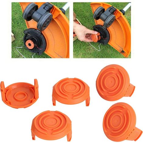5-teiliges Set Ersatzspulenabdeckungen für Rasenmäher, passend für Worx WA0010 Rasenmäher. (1/4)