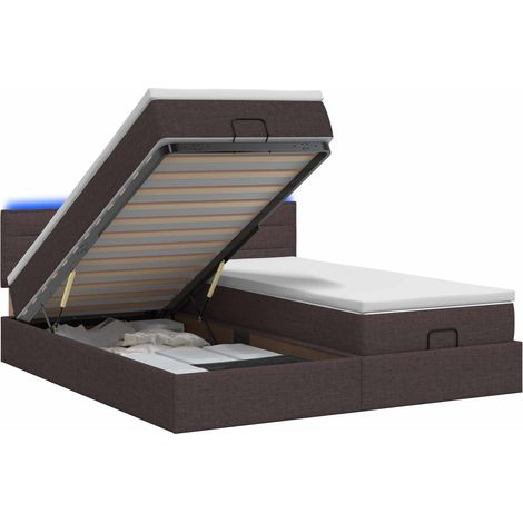 Letto Ottomano con Materasso e LED Marrone Scuro 200 x 200 cm vidaXL (1/5)