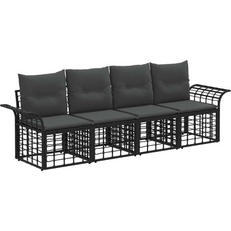 Conjunto de sofás de exterior 4 pcs Negro y Gris oscuro vidaXL (1/5)