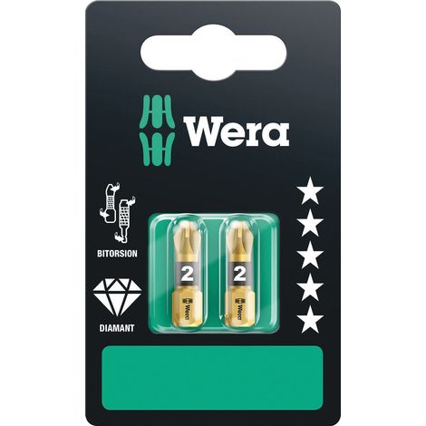 WERA EMBOUT POZIDRIV POUR TOURNEVIS PZ2 25 MM (1/5)