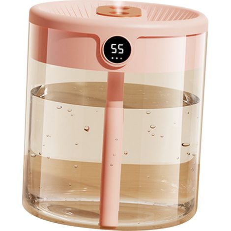 2-Liter-Luftbefeuchter mit Doppeldüse, USB-Anschluss, LCD-Anzeige, großem Fassungsvermögen und Aromaöl-Diffusor für Zuhause und Schlafzimmer (Rosa) (1/5)