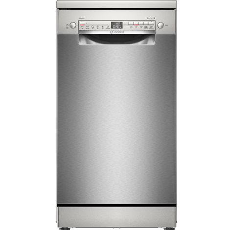 Bosch SPS2HKI55E. Posizionamento dell'apparecchio: Libera installazione, Dimensione: Compatta (45 cm), Colore della porta: Acciaio inox. Numero di coperti: 10 coperti, Classe emissione rumore: C, E... (1/5)