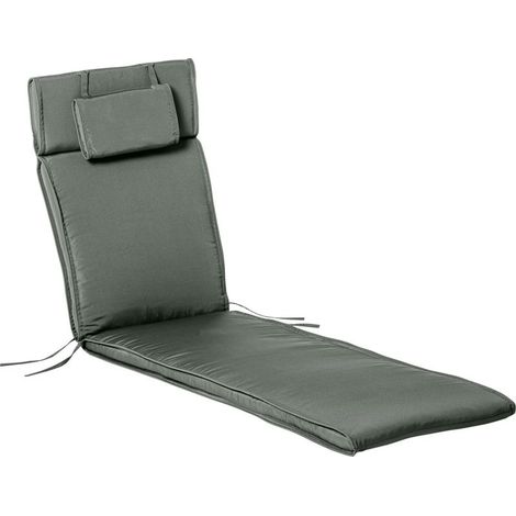 Coussin gris chaise longue jardin – Pour transat ou lit jour – 198 x 53 x 5 cm – Rembourré (1/5)